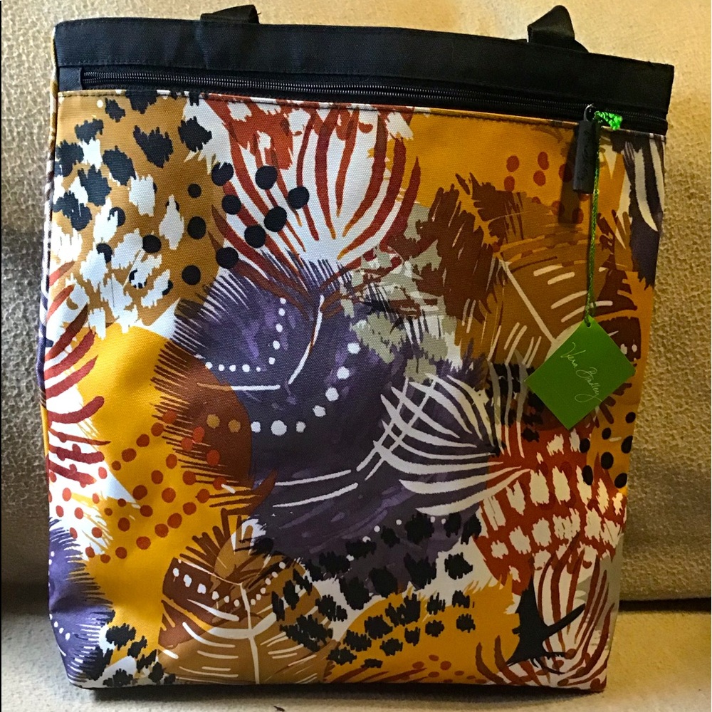 Vera Bradley Lighten up front zip tote in Painted Feathers